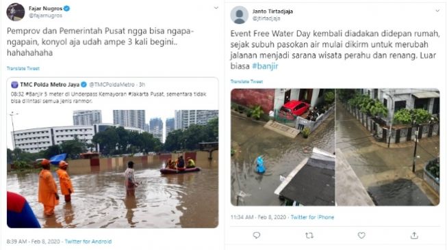 Warganet mengeluh Jakarta banjir lagi hingga ramaikan tagar #banjir di Twitter (twitter)