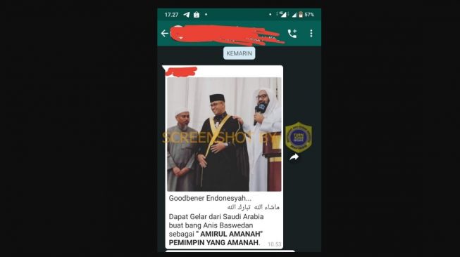 Cek Fakta soal Anies dikabarkan dapat gelar Amirul Amanah (turnbackhoax.id)