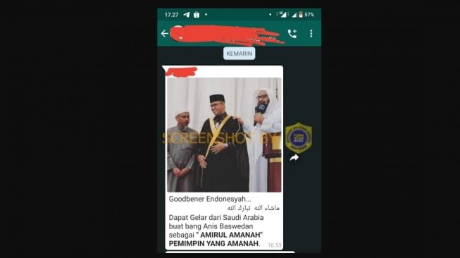 Cek Fakta soal Anies dikabarkan dapat gelar Amirul Amanah (turnbackhoax.id)