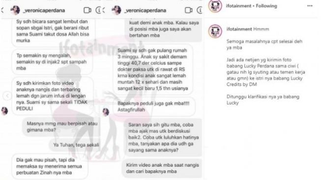 Curhatan istri Lucky Perdana, Veronica [Instagram/@ifotainment]