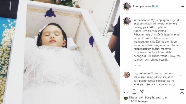 Anak Karen Idol sebelum dimakamkan [Instagram/@karenpooroe]