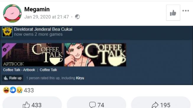 Steam dengan nama Direktorat Jendral Bea Cukai. [Facebook]