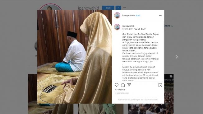 Gus Sholah ingin khatam Al Quran beberapa hari sebelum wafat (instagram/@ipangwahid)