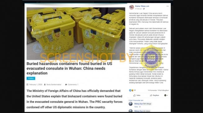 CEK FAKTA: Benarkah Ada Kontainer Biohazard di Konsulat Jenderal Amerika di Wuhan?
