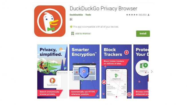 Pemblokir Iklan Terbaik di Android Versi Februari 2020, DuckDuckGo Privacy Browser. [Google Play Store]