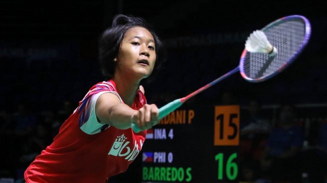 Pebulutangkis tunggal putri Indonesia, Putri Kusuma Wardani, mengalahkan Sarah Joy Barredo dari Filipina pada laga perdana penyisihan Grup Y BATC 2020, Rabu (12/2). [Humas PBSI]