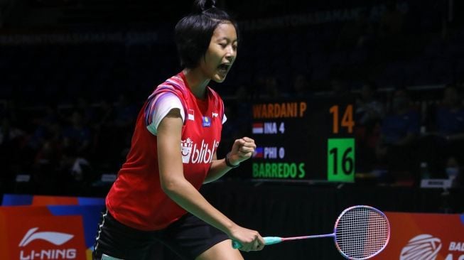 Pebulutangkis tunggal putri Indonesia, Putri Kusuma Wardani, mengalahkan Sarah Joy Barredo dari Filipina pada laga perdana penyisihan Grup Y BATC 2020, Rabu (12/2). [Humas PBSI]