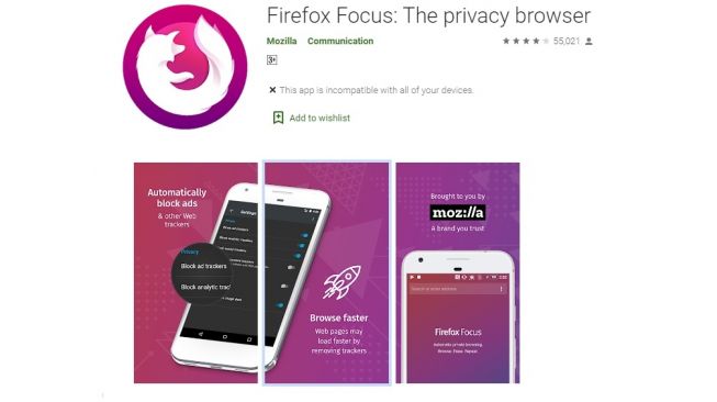 Pemblokir Iklan Terbaik di Android Versi Februari 2020, Firefox Focus: The privacy browser. [Google Play Store]