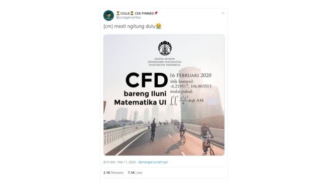 Undangan CFD yang bikin pusing warganet. [Twitter]