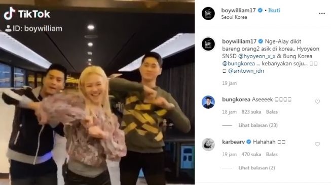 Boy William main TikTok bareng Hyoyeon SNSD [Instagram/@boywilliam17]