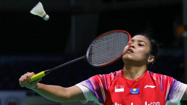 Pebulutangkis tunggal putri Gregoria Mariska Tunjung menyumbang angka perdana sekaligus membawa tim beregu putri Indonesia untuk sementara unggul 1-0 atas Thailand di babak penyisihan Grup Y BATC 2020, Kamis (13/2). [Humas PBSI]