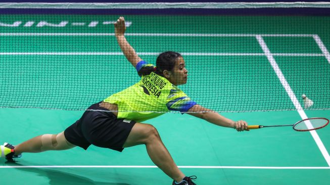 Pebulutangkis tunggal putri Indonesia, Gregoria Mariska Tunjung, takluk dari wakil Jepang, Akane Yamaguchi, dalam perempat final BATC 2020, Jumat (14/2). Indonesia untuk sementara tertinggal 0-1 dari Jepang. [Humas PBSI]