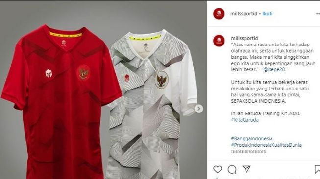 Jersey latihan Timnas Indonesia. (Instagram/@millssportid).