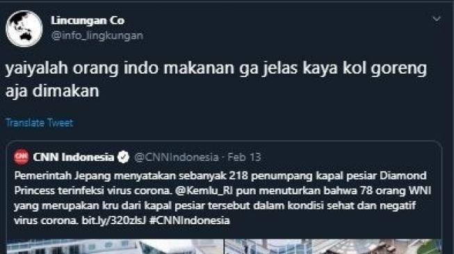 Kol Goreng Disebut Makanan Nggak Jelas, Netizen Langsung Mencak-mencak. (Twitter/@info_lingkungan)