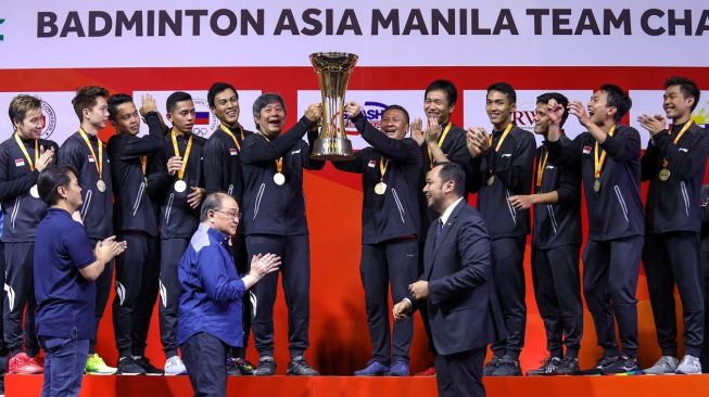 Tim putra Indonesia menjuarai Badminton Asia Team Championships (BATC) 2020 usai mengalahkan Malaysia pada babak final di Manila, Filipina, Minggu (16/2). [Humas PBSI]