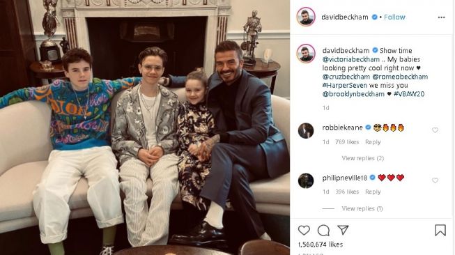 David Beckham dan Anak-Anaknya. (Instagram/@davidbeckham)