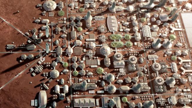 Ilustrasi desain kota di Mars. [Marssociety.org]