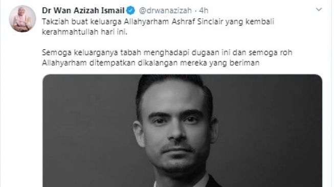 Unggahan Wakil Perdana Menteri Malaysia, Dr Wan Azizah Ismail soal Ashraf Sinclair [Twitter]