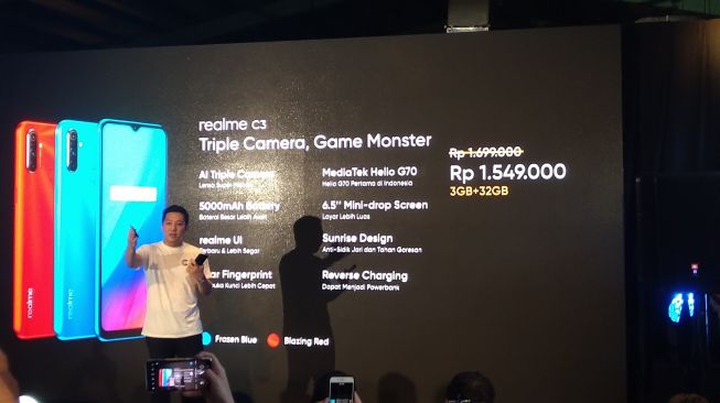 Realme C3 diluncurkan di Jakarta, Rabu (19/2/2020). [Suara.com/Tivan Rahmat]