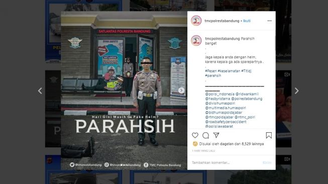 Meme Parahsih buatan TMC Polresta Bandung (Instagram @tmcpolrestabandung)