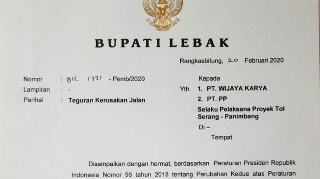 Proyek Tol Serang-Panimbang Rusak Warga, Bupati Iti Surati PT Wika