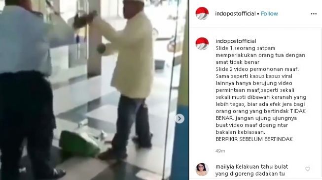 Video Satpam Tendang Barang dan Usir Orang Tua, Aksinya Tuai Kecaman