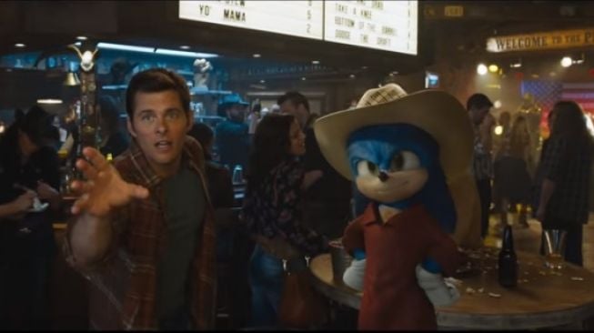 Salah satu adegan di film Sonic The Hedgehog [YouTube/ Paramount Pictures]