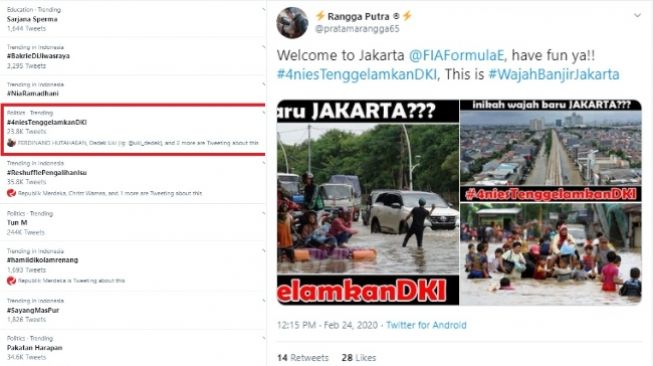 Tagar #4niesTenggelamkanDKI Trending, Lawan Unggahan Wajah Baru Jakarta