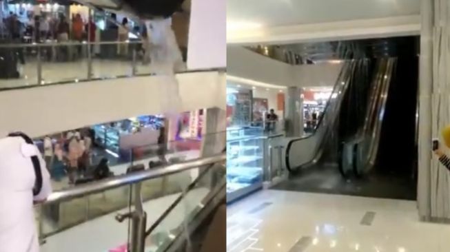 Atap Malioboro Mall Ambyar, Limpasan Air Mengucur Hingga Lantai 1