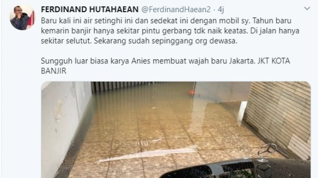 Jakarta Banjir, Ferdinand dan Fadli Zon Saling Tuduh Siapa yang Salah