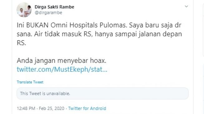 Penjelasan dokter di RS Omni Pulomas (twitter/dirgarambe)