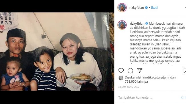 Rizky Febian dan orangtuanya, Sule serta Lina Jubaedah [Instagram/@rizkyfbian]