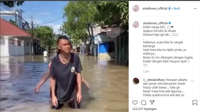 Unggahan Ari Wibowo soal banjir [Instagram/@ariwibowo_official]