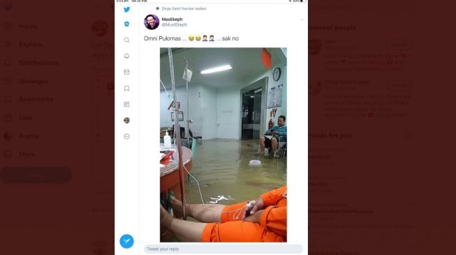 CEK FAKTA, unggahan yang mengklaim RS Omni Pulomas terendam banjir (twitter)