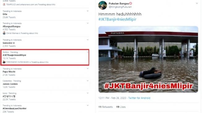 Anies Dianggap Tak Serius Tangani Banjir, #JKTBanjir4niesMlipir Menggema