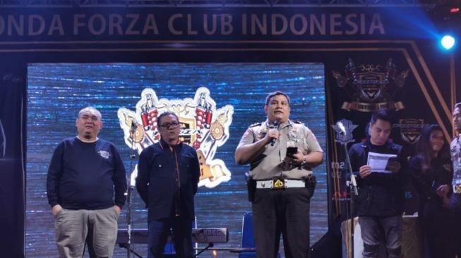 Penyuluhan Korlantas di Anniversary HFCI [Dok Honda Forza Club Indonesia].