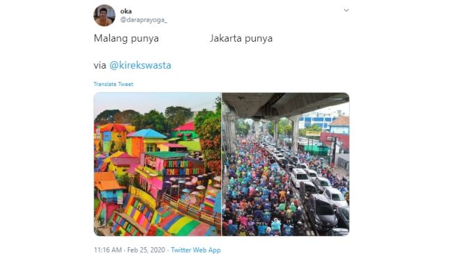 Sandingkan Penampakan Malang dan Jakarta, Netizen: Ngena Banget!