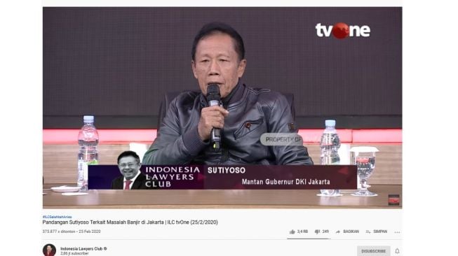 Sutiyoso di ILC TV One (Screenshot YouTube Indonesia Lawyers Club)