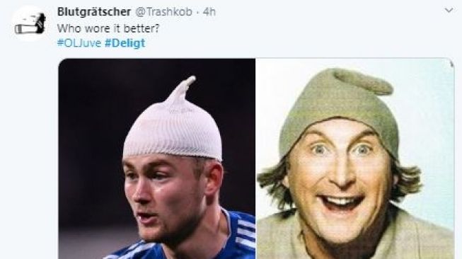 Perban De Ligt disamakan dengan topi. (Twitter/@trashkcio).