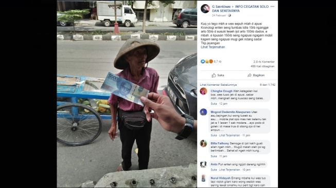 Kakek penjual lotis kena tipu. [Facebook]