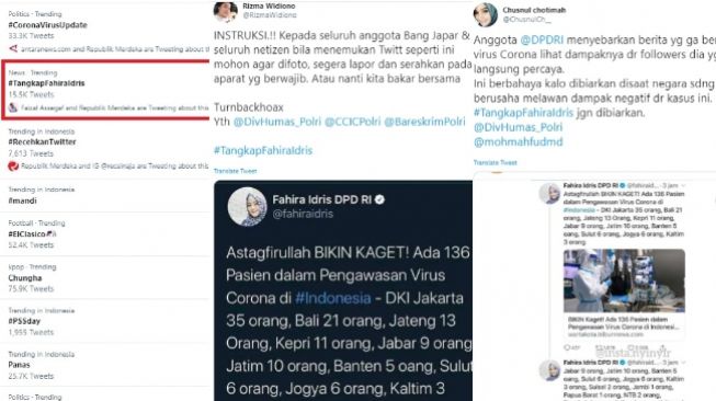 Tagar #TangkapFahiraIdris masuk trending topik (twitter)