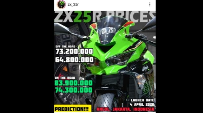Unggahan harga Kawasaki Ninja ZX-25R [screen shot Instagram: zx-25r].
