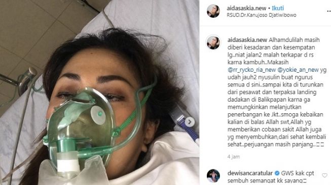 Aida Saskia dirawat di RS [Instagram/@aidasaskia.new]
