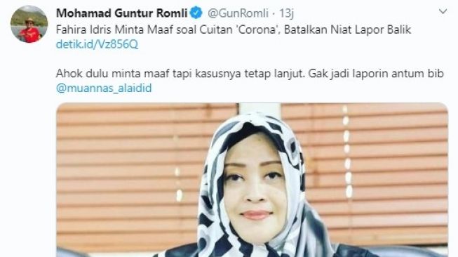 PSI Bandingkan Kasus Fahira soal Corona dan Ahok, Faizal: Jangan Sok Arogan