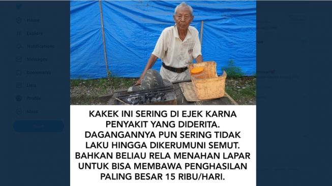 Bikin Haru, Kisah Kakek 81 Tahun Jualan Sate Tidak Laku-laku