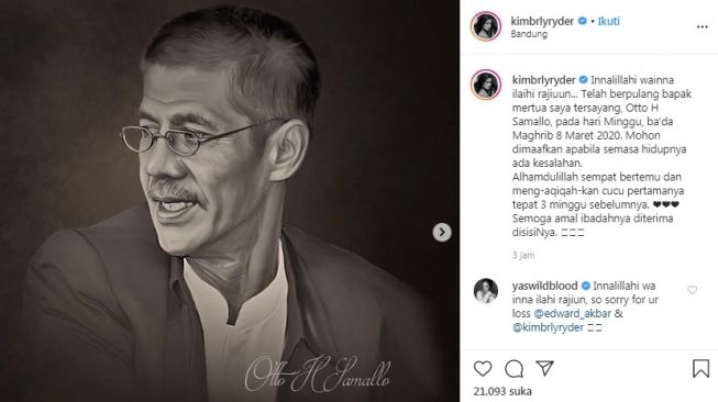 Ayah mertua Kimberly Ryder meninggal dunia [Instagram/@kimbrlyryder]