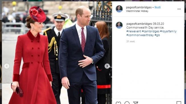 Pangeran William tampil serasi dengan Kate Middleton. (Instagram/@pageofcambridges)