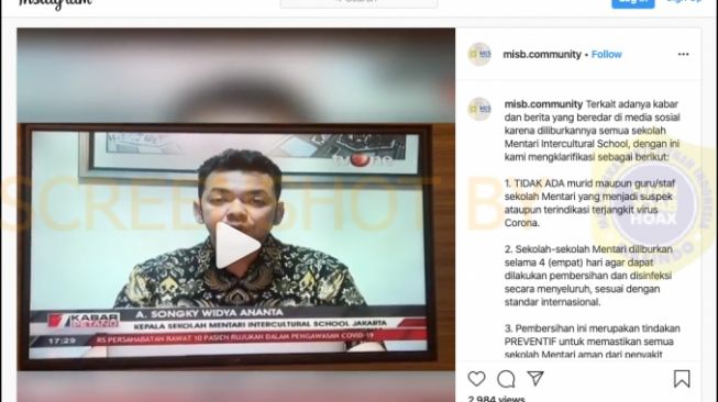 CEK FAKTA: Benarkah Ada Siswa Positif Virus Corona di MISB?