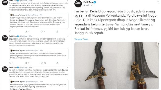 Fadli Zon tunjukkan Keris Pangeran Diponegoro yang Nogo Siluman (twitter/@fadlizon)