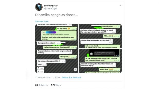 Tangkapan layar chat antara penjual dan pembeli. [Twitter]